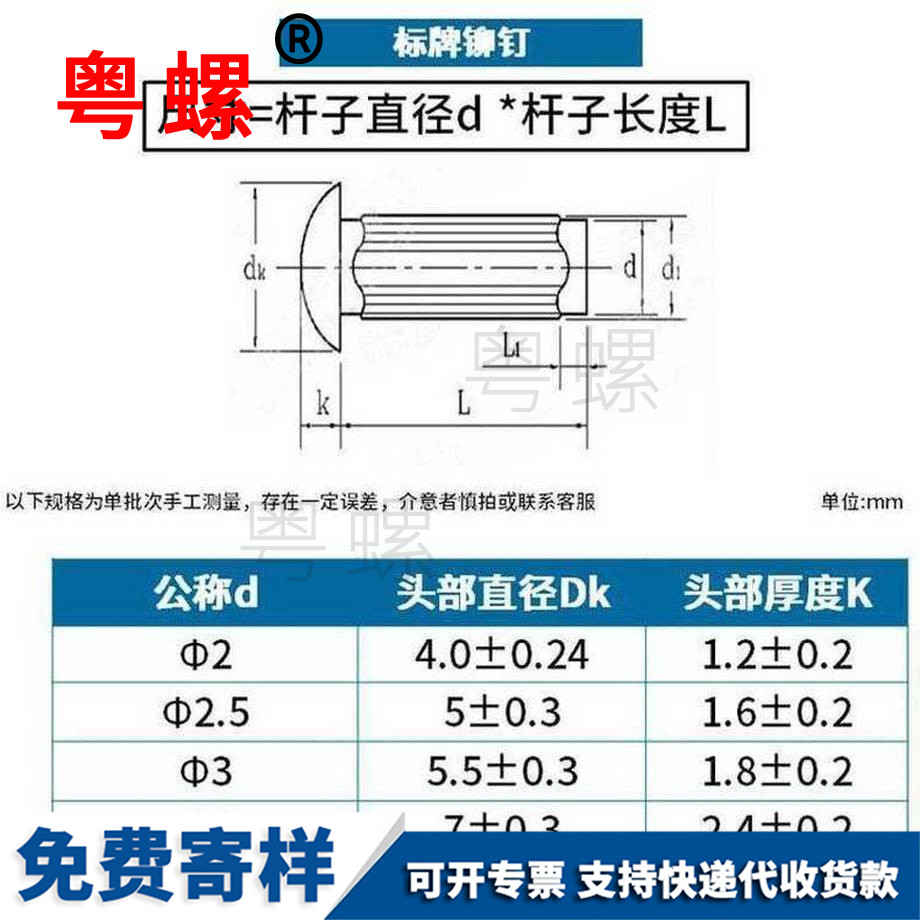 定制GB827鋁標(biāo)牌鉚釘